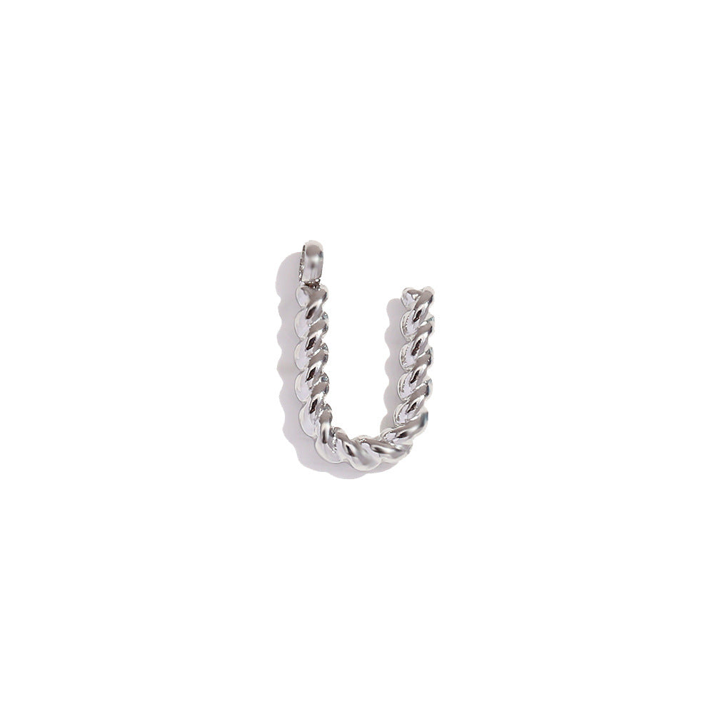 Collana con Pendente a Lettera Intrecciata Placcata in Acciaio Inossidabile, Stile Minimalista, da Donna
