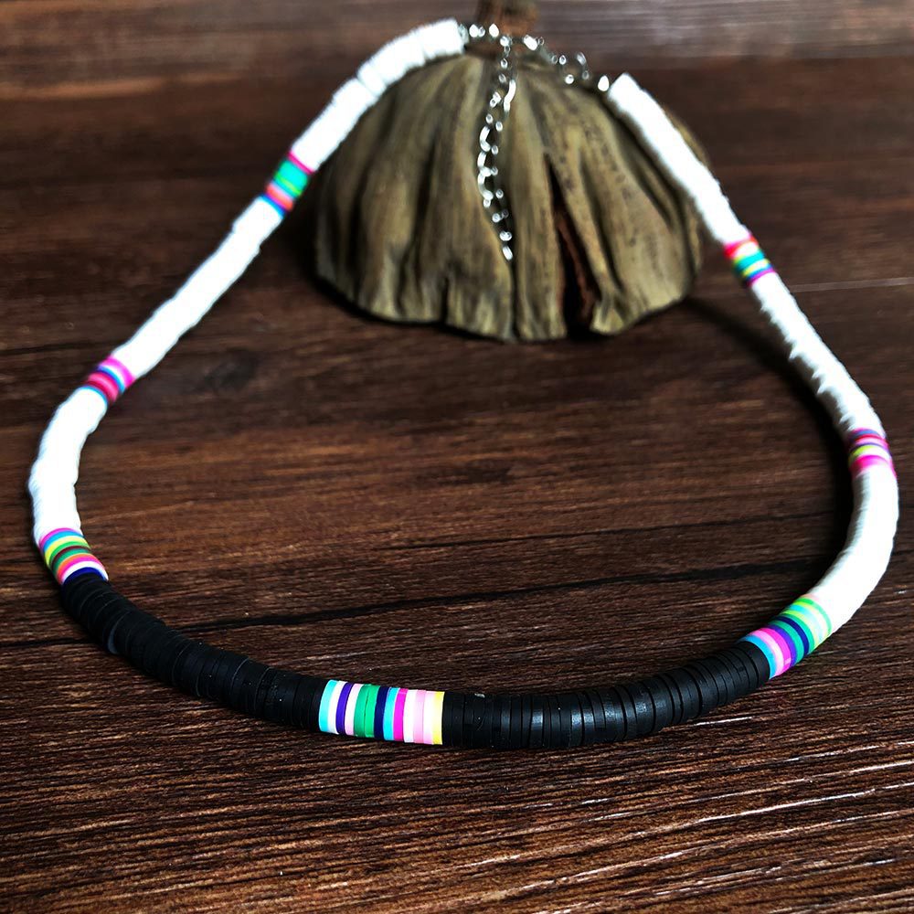 Casual Geometric Resin Beaded Ball Chain Necklace Unisex