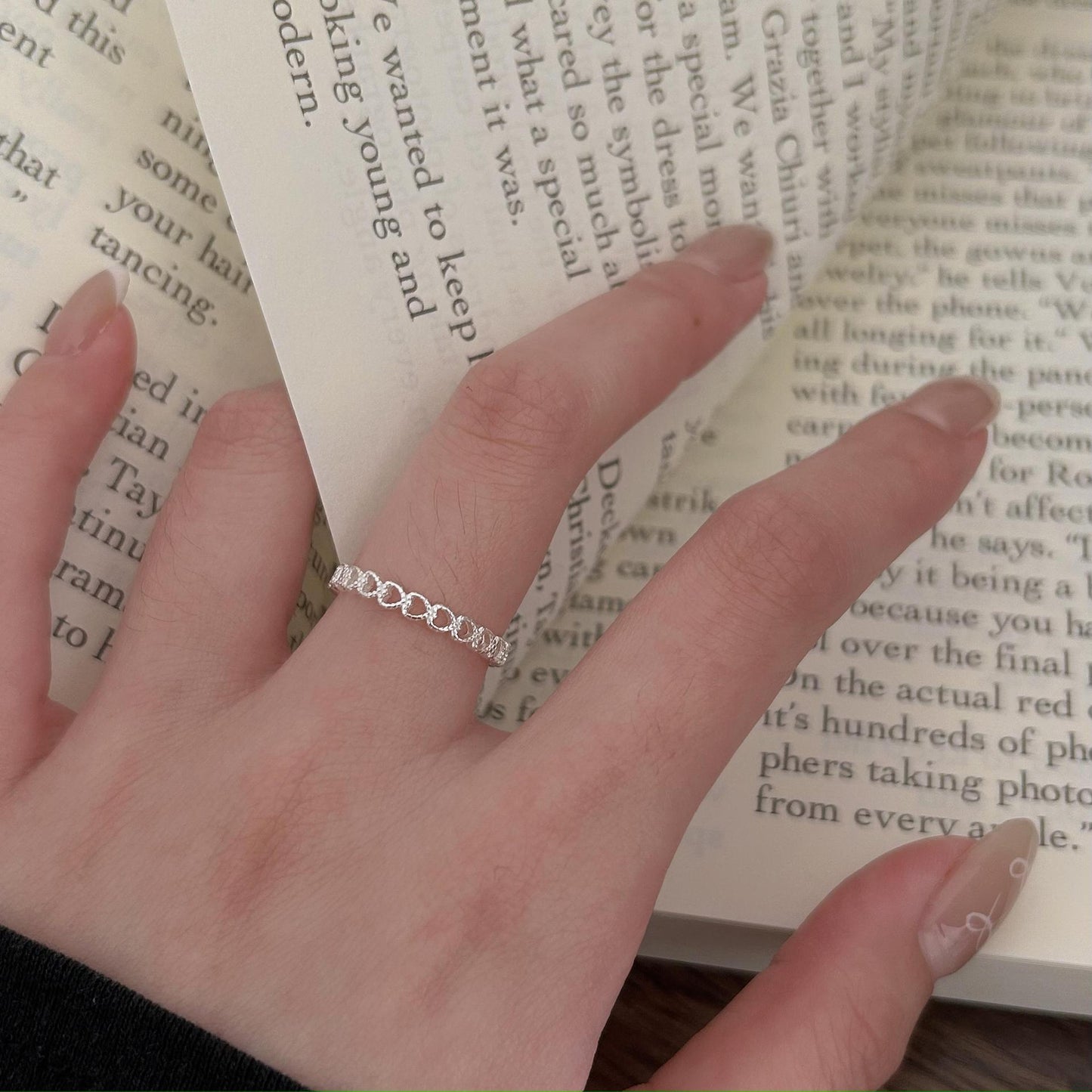 Dulce Anillo Geométrico Corazón Minimalista de Plata de Ley 925 para Mujer