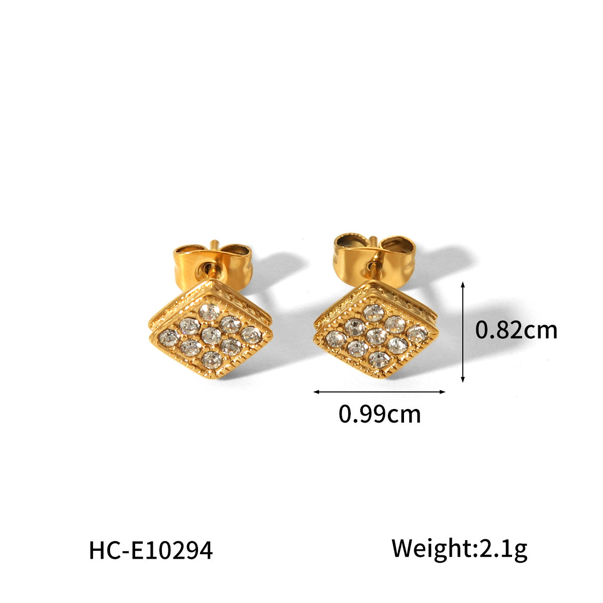Geometric Star-Shaped Stainless Steel Earrings with Rhinestone Inlay for Women, Plated in 18K Gold Tone, Minimalist and Trendy Fashion Ear Studs