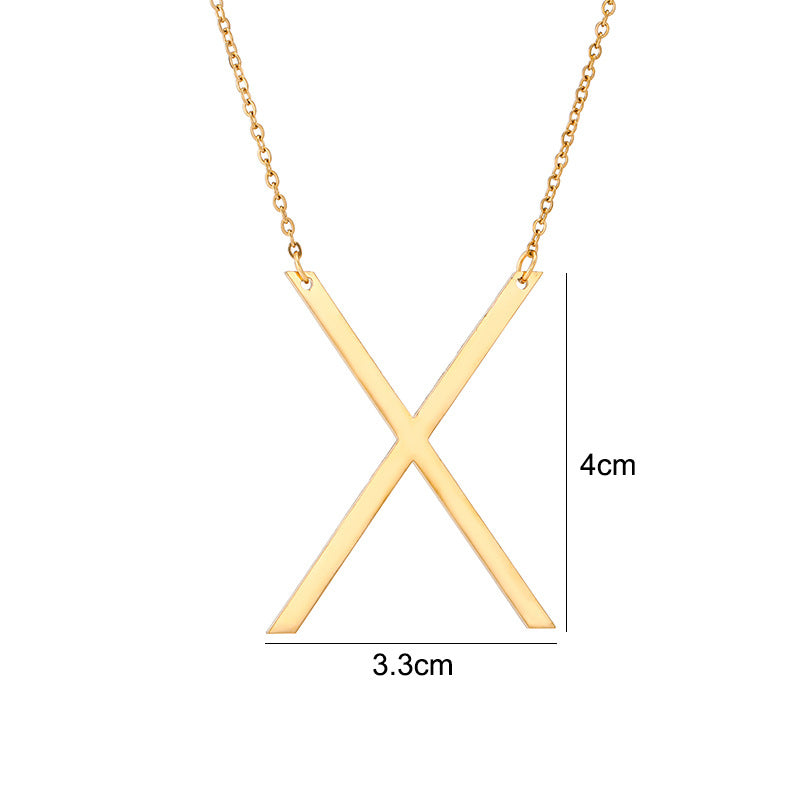Collar Minimalista con Dije de Letra Chapado en Acero de Titanio para Mujer con Cadena de Eslabones Ajustable