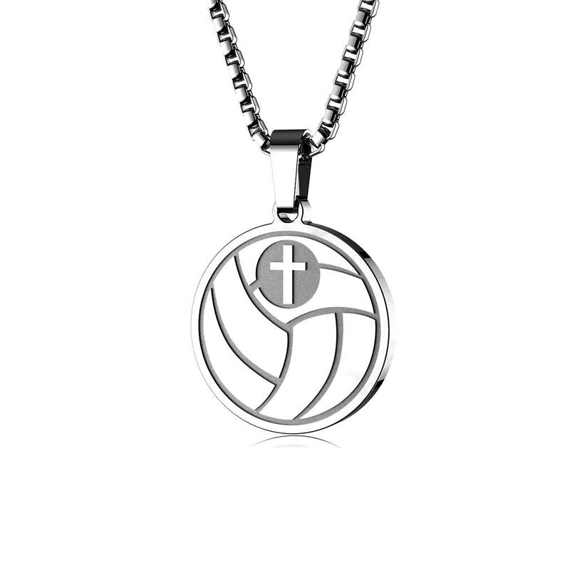 Minimalist Geometric Stainless Steel Pendant Necklace with Titanium Steel Charm and Electroplated Finish for Unisex Sports Style