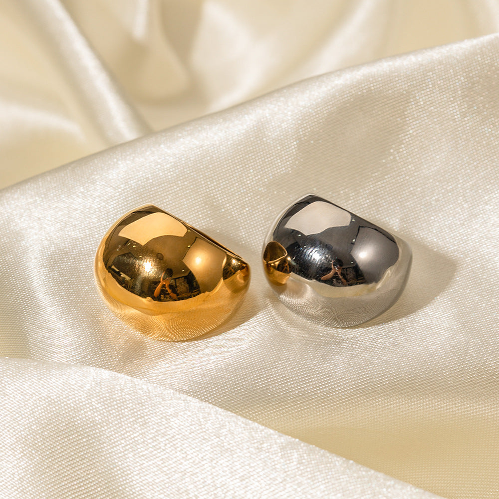 Fashionable 18K Gold Plated Stainless Steel Geometric Ball Ring for Women