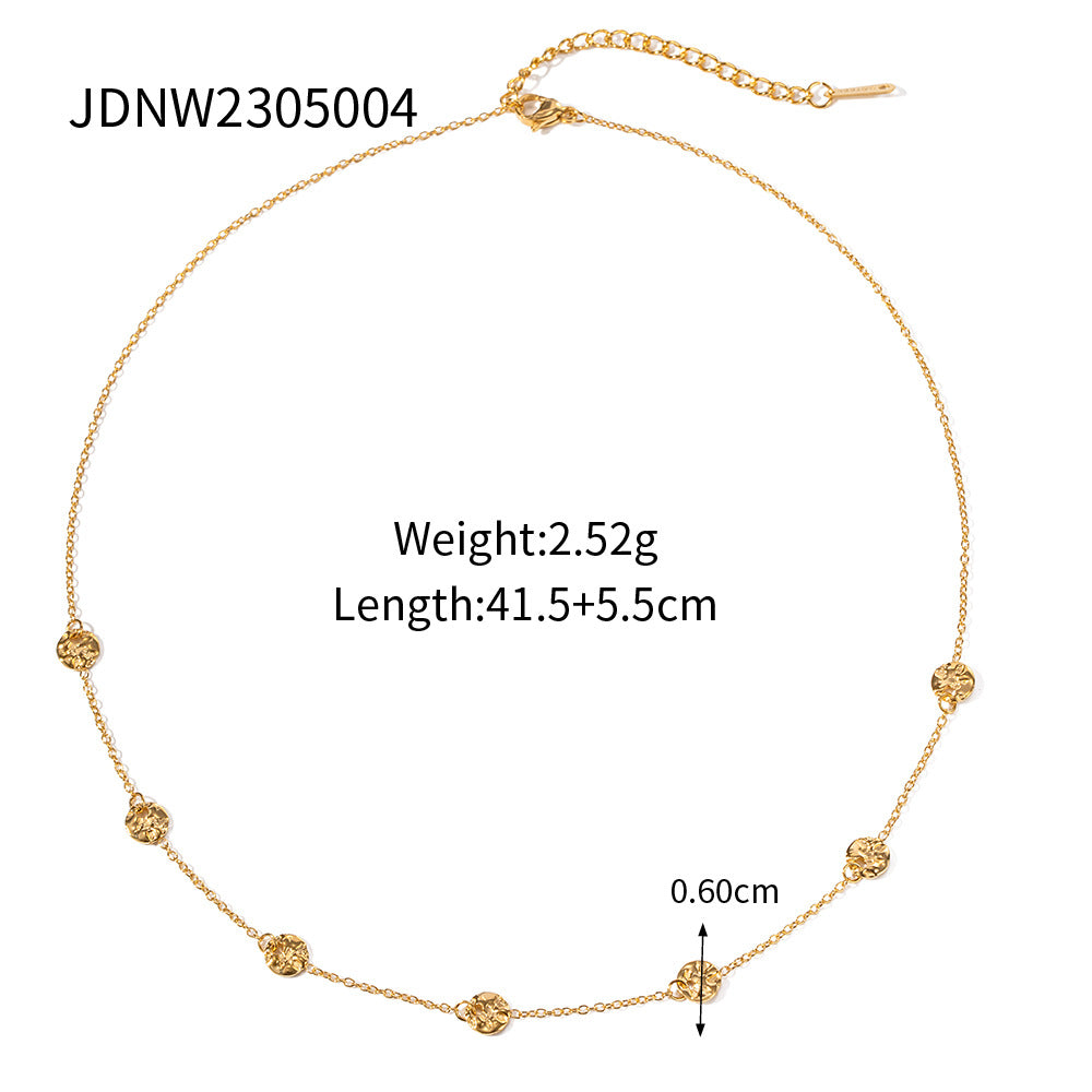 Collana pendente geometrica in acciaio al titanio con finitura placcata da donna, catena leggera di lusso per maglione