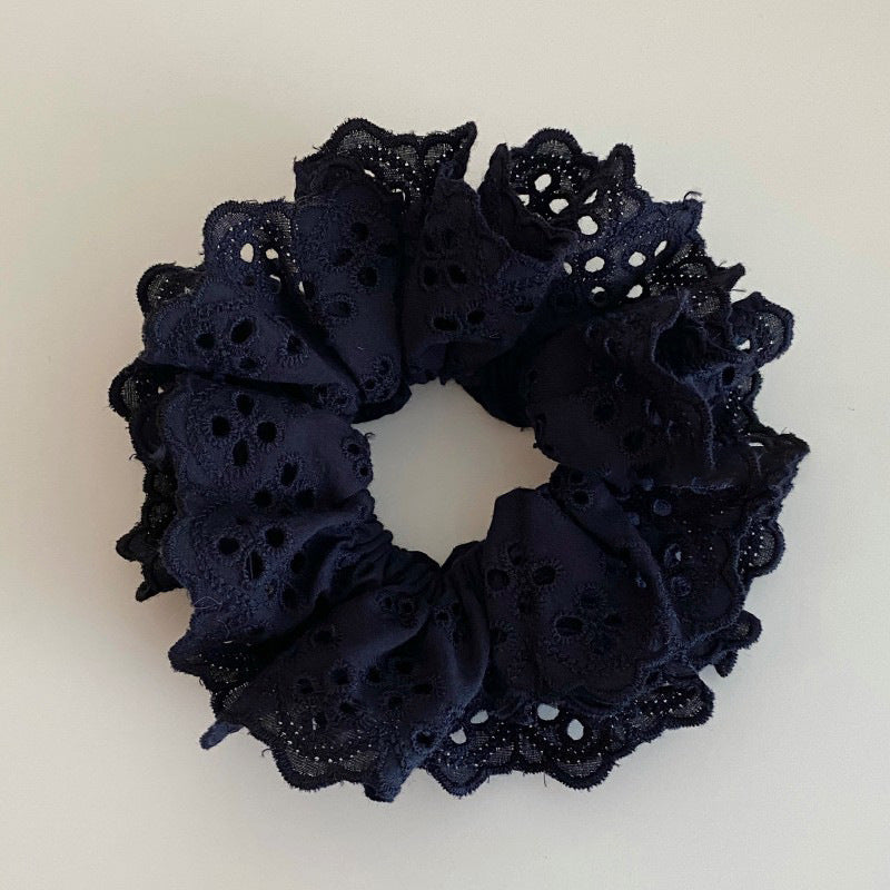 Coletero con encaje floral de doble capa y diseño calado para mujer, con alta elasticidad y detalles hechos a mano