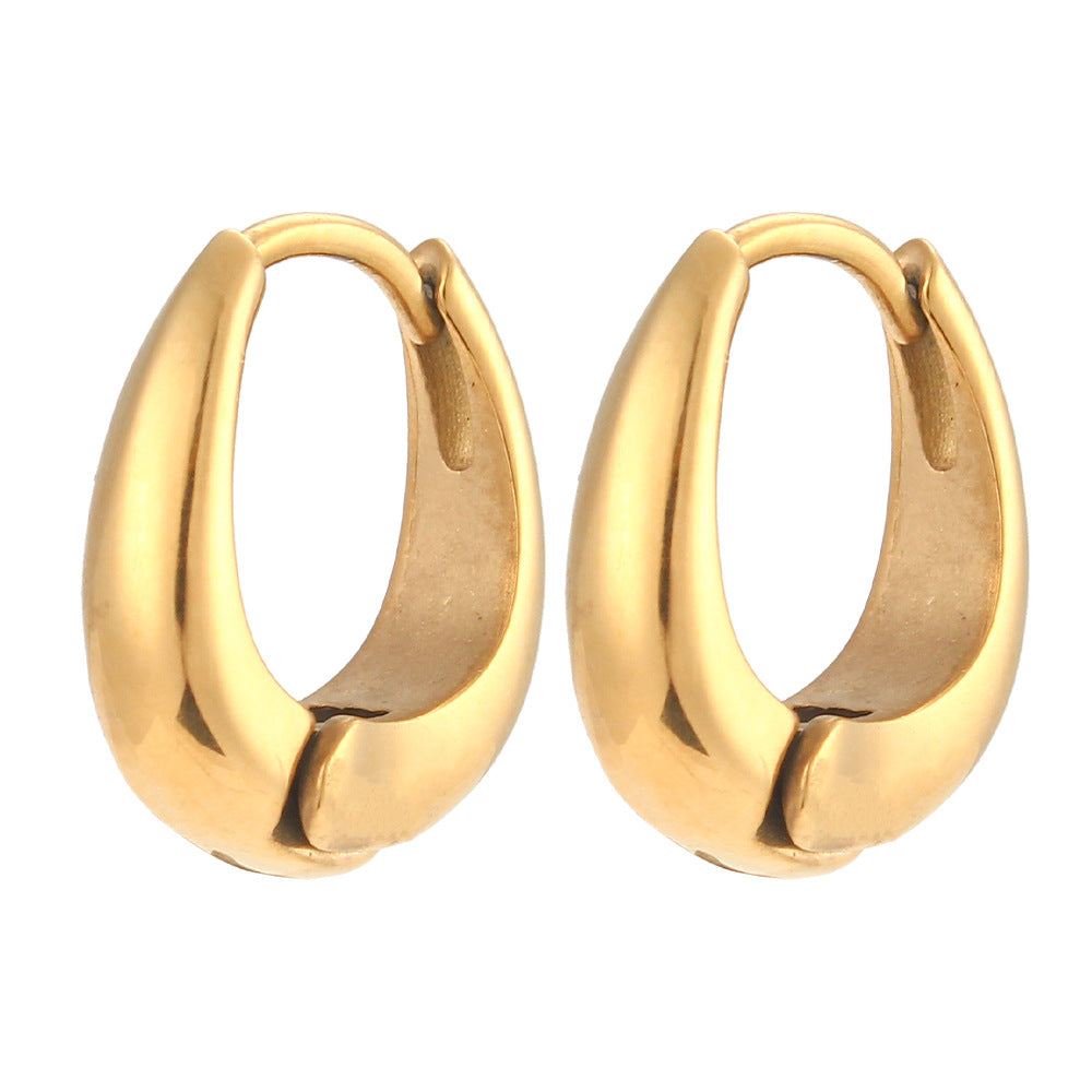 Pendientes de acero inoxidable geométricos minimalistas de moda con forma de pera y baño de oro de 18 quilates para mujer
