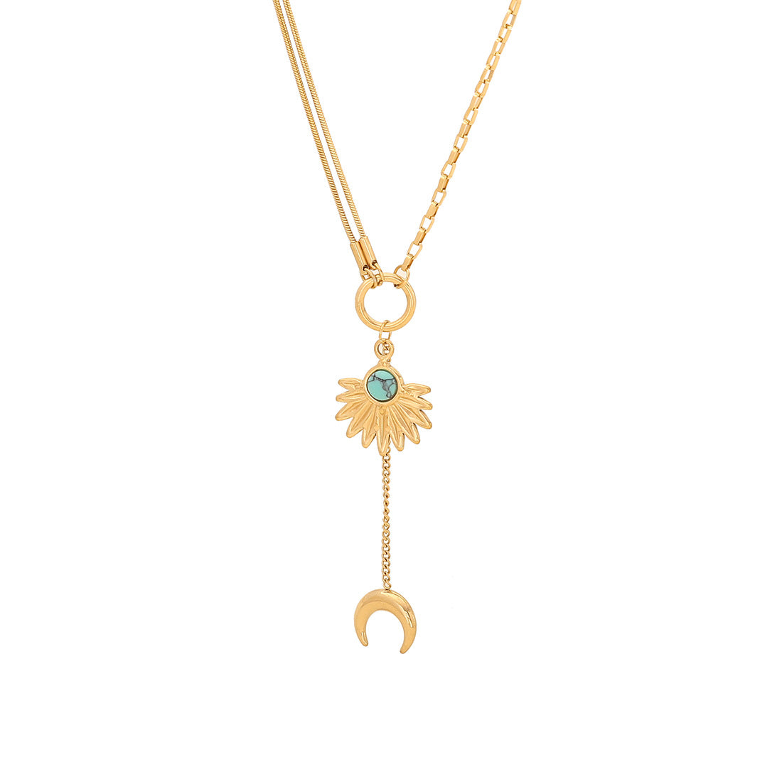 Collana da Donna Minimalista con Ciondolo a Forma di Occhio, Catena a Serpente in Acciaio Inossidabile e Dettagli Smaltati