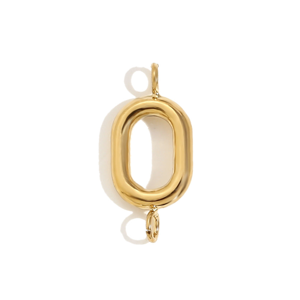 Minimalist 18K Gold Plated Stainless Steel Letter Charm Bar
