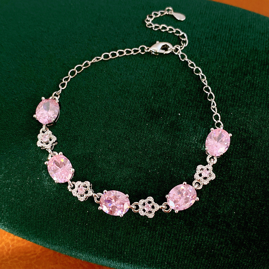 Luxury Elegant Oval Floral Brass Bracelet with 18K Gold Plating and Cubic Zirconia Inlay