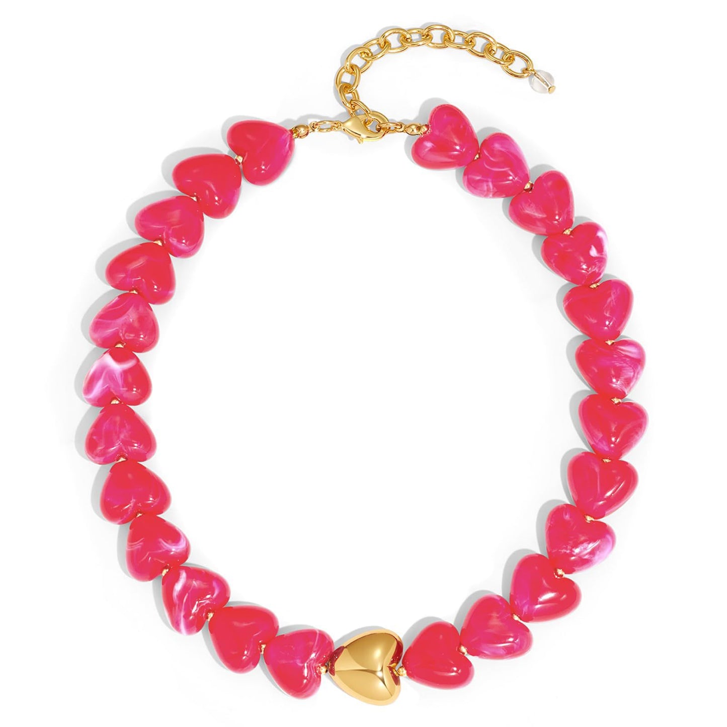 Bohemian Casual Heart Resin Acrylic Pendant Necklace for Women