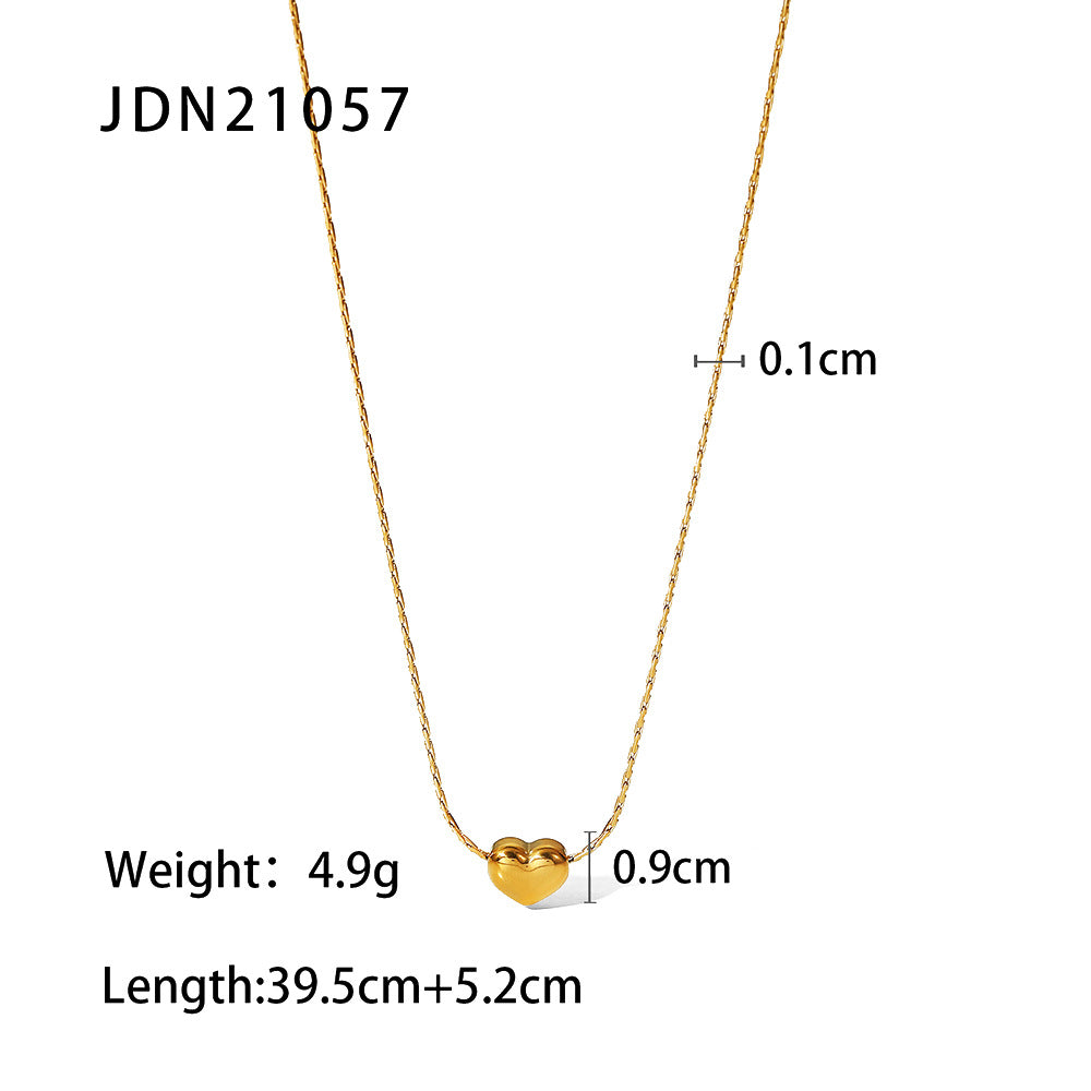 Minimalist Elegant Heart Stainless Steel PVD Necklace for Women