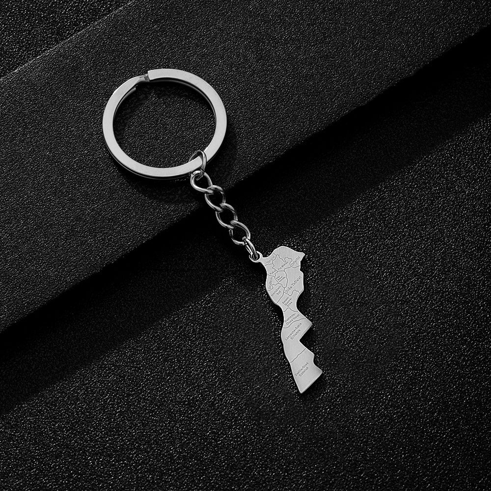 Llavero colgante marroquí de estilo étnico en acero inoxidable pulido para hombres y mujeres