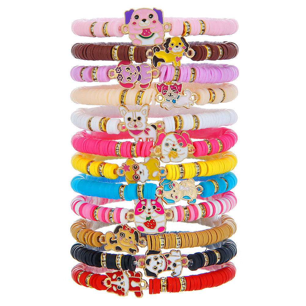 Cartoon Animal Butterfly Soft Resin Bracelet for Kids Unisex Multi-layer Colorful Hand Rope