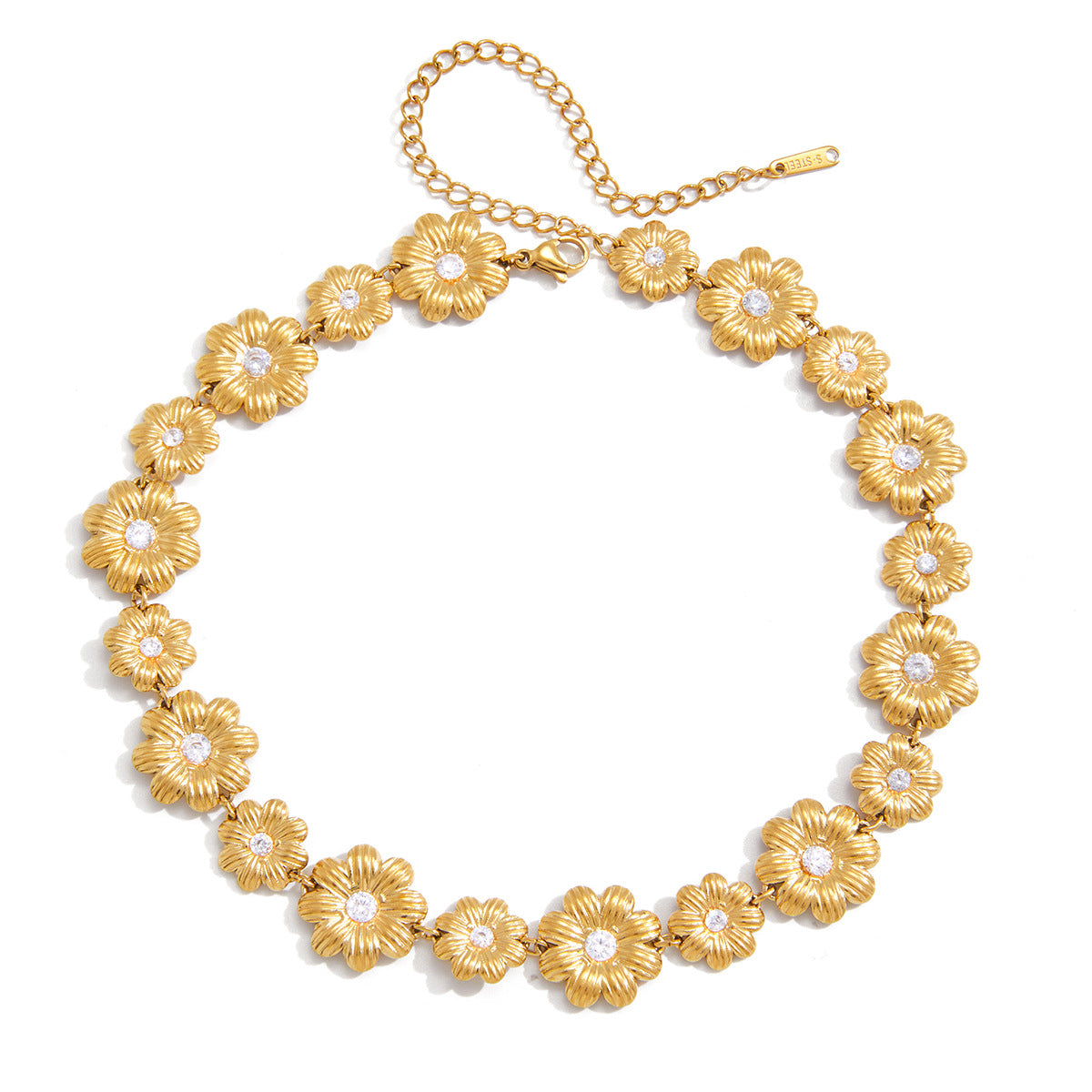 Minimalist Daisy Flower Titanium Steel Pendant Necklace Gold Plated Stainless Steel Chain for Women