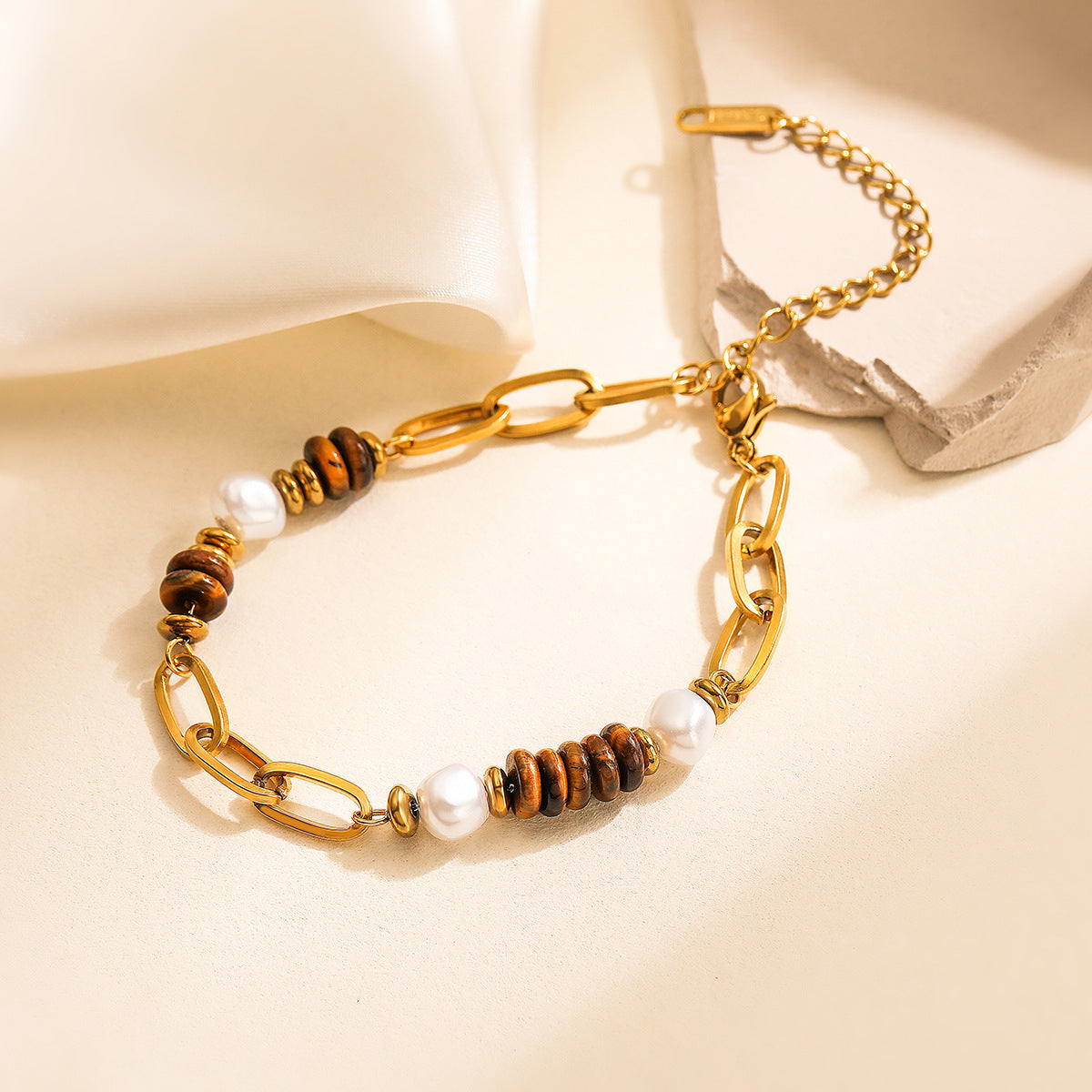 Geometric Gold Plated Stainless Steel Bracelet for Women