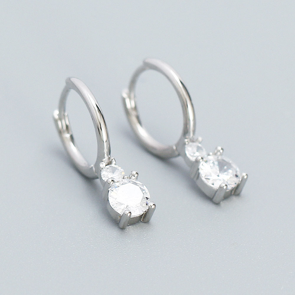 Minimalist 925 Sterling Silver Geometric Square Cubic Zirconia Inlay Hoop Earrings for Women