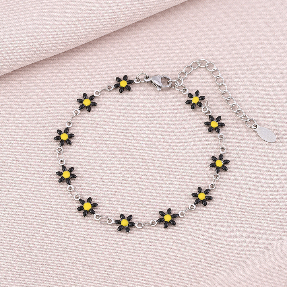 Pulsera geométrica minimalista de acero inoxidable con motivo de pétalos para mujer y hombre, accesorio de moda electrochapado