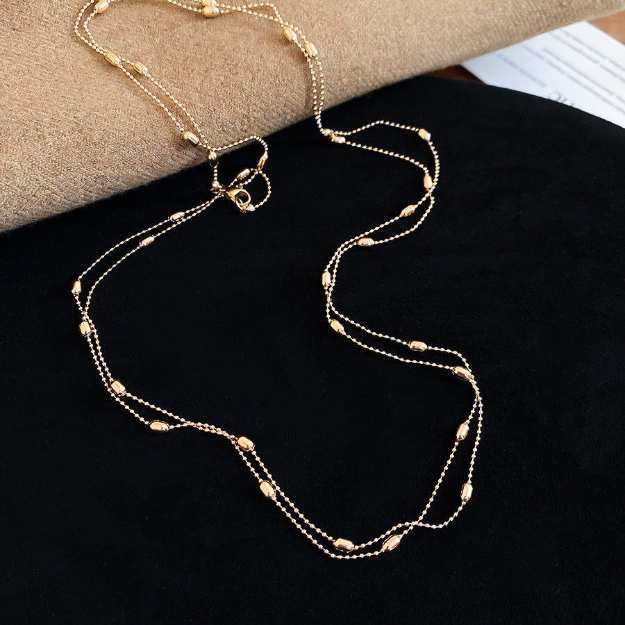 Collana a strati geometrica minimalista in metallo con perline per donna, con finitura galvanizzata