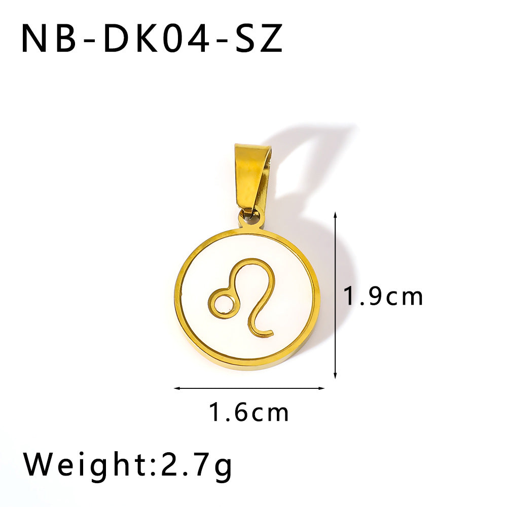 Minimalist Zodiac Pendant Necklace for Women Stainless Steel with 18K Gold Plating and White Abalone Inlay