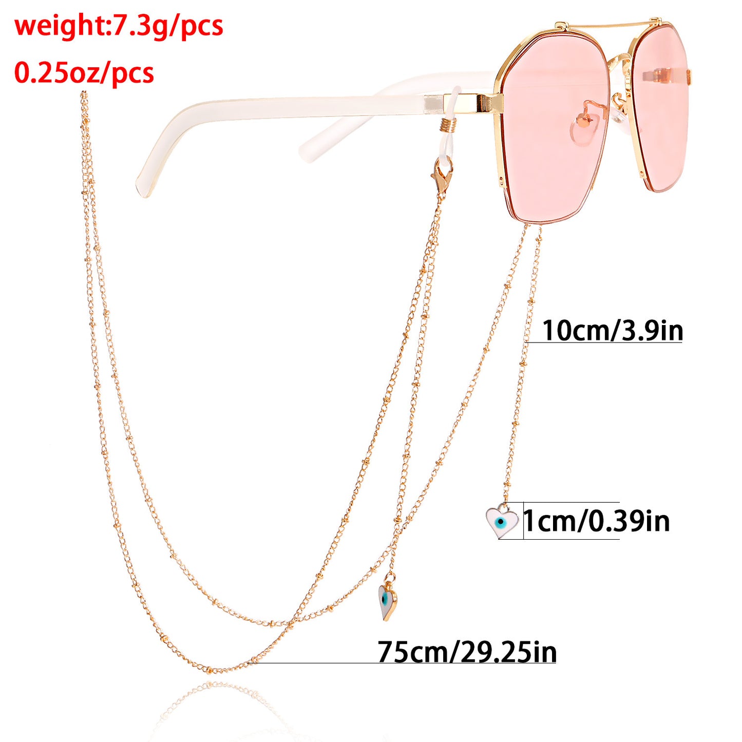 Fashion Butterfly Beaded Tassel Evil Eye Eyeglass Chain Alloy