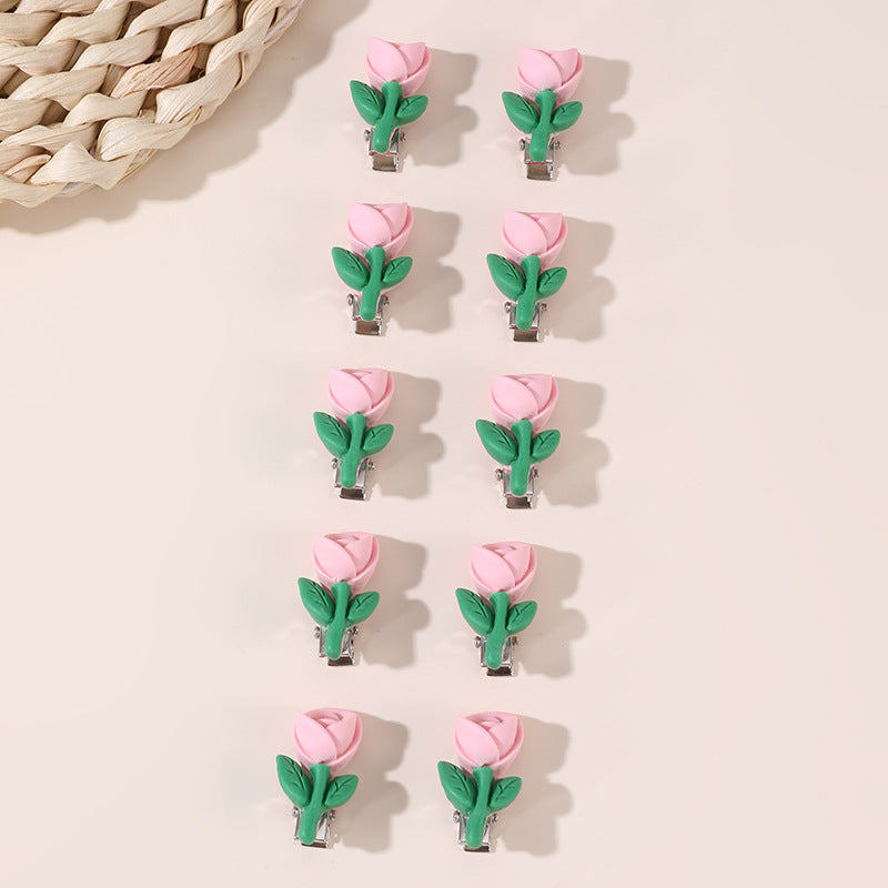 Natural Style Bow-Shaped Hair Clip for Girls Made of Polyester with Ruffled and Mesh Details Princess Collection
