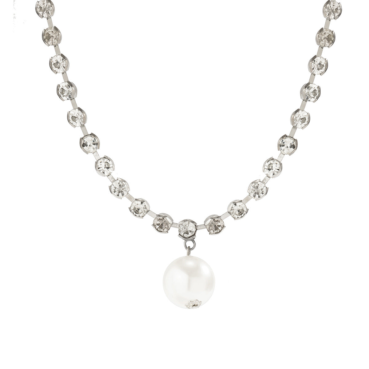 Elegant Imitation Pearl Pendant Necklace Plated Cable Chain Multi-layer Clavicle Chain for Women