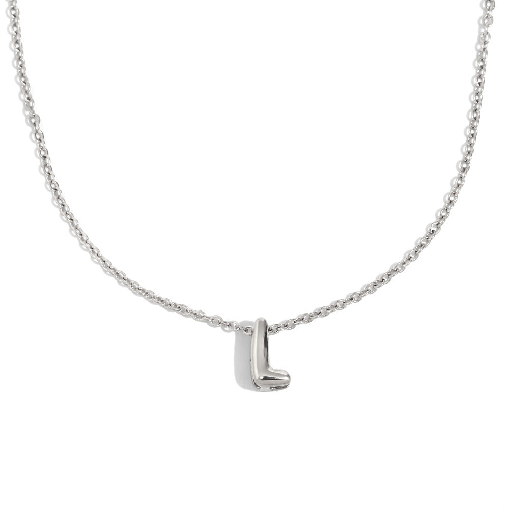 Fashionable Minimalist Letter Pendant Necklace in Stainless Steel with 18K Gold Plating for Women