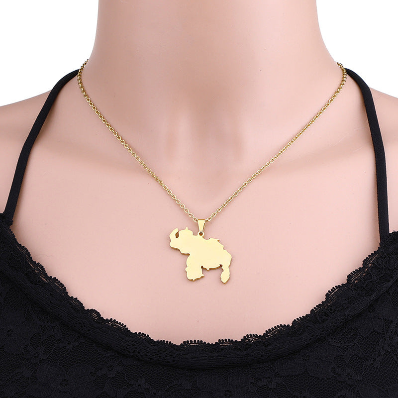 Collar colgante geométrico de acero inoxidable con acabado chapado para uso unisex, a la moda para uso diario