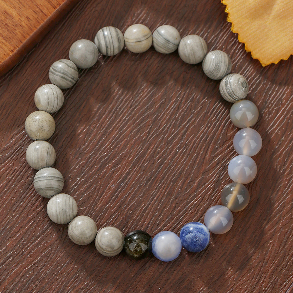 Geometric Round Planet Beaded Bracelet Alloy Gemstone Unisex