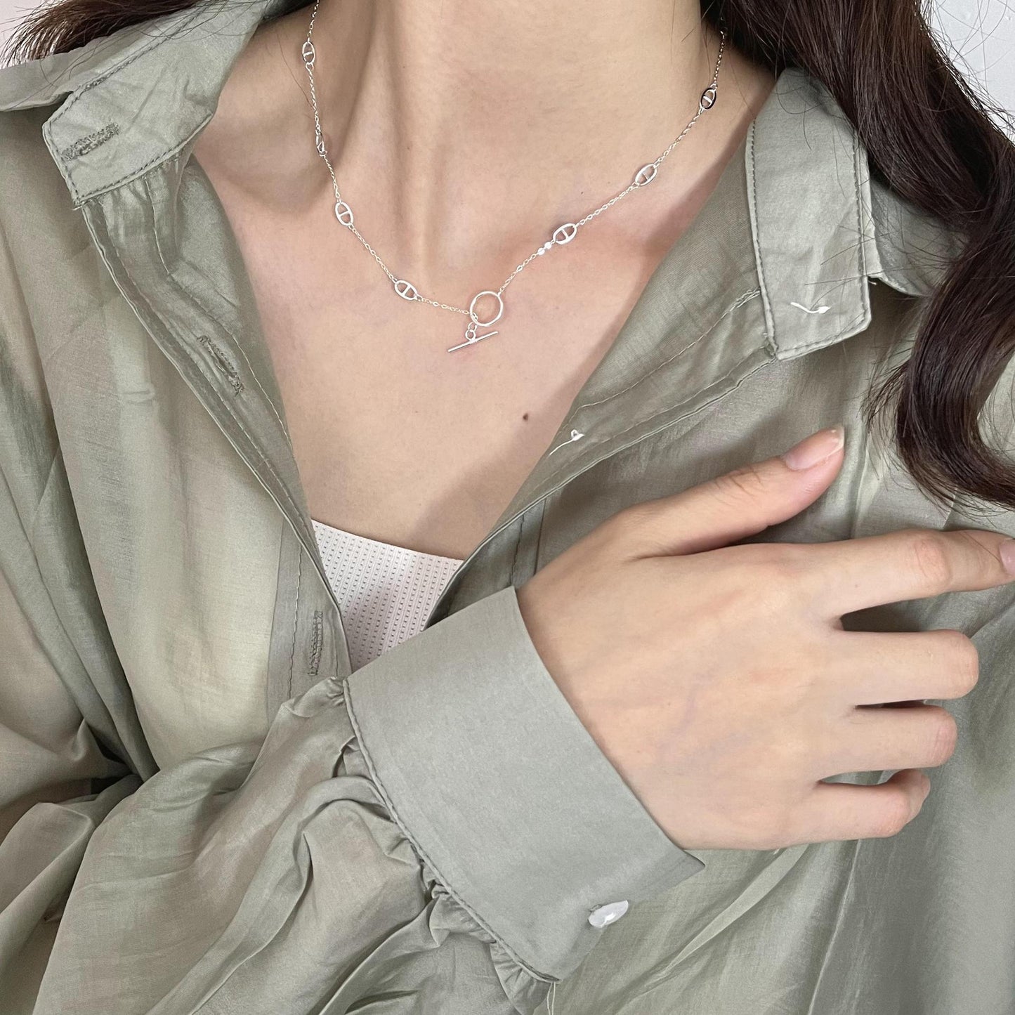 Collana da donna a forma di rombo minimalista in argento sterling 925 con finitura lucida