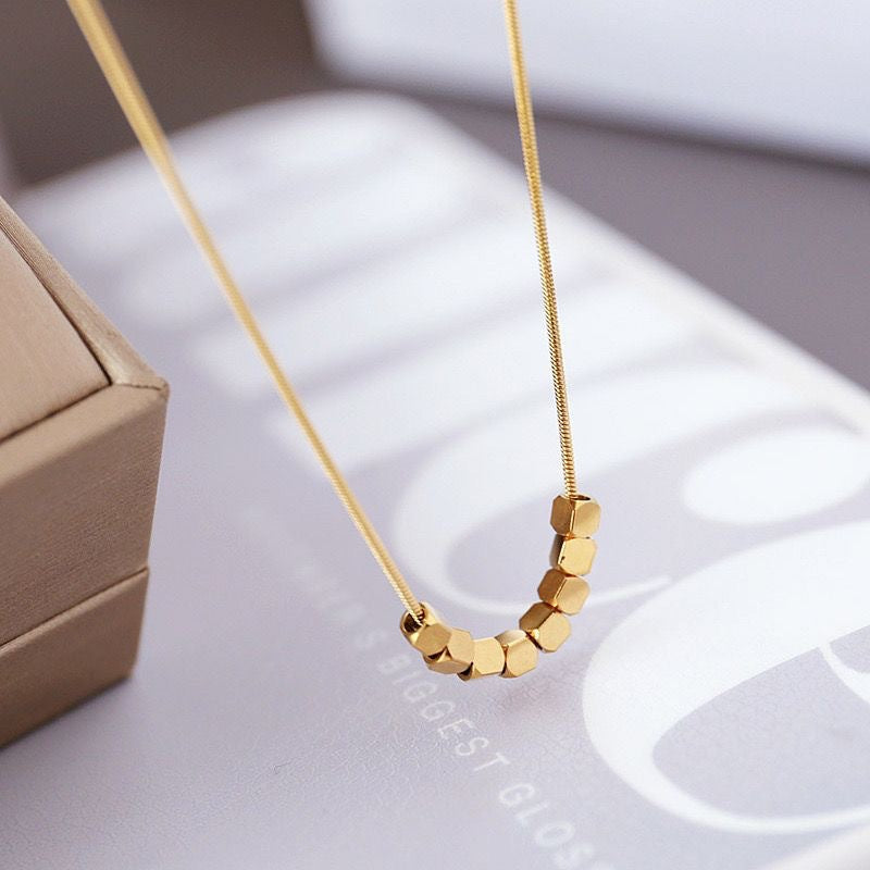 Minimalist Elegant Square Titanium Steel Plated Necklace Snake Chain for Women