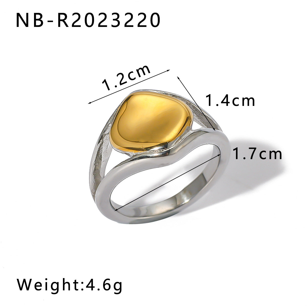 Geometric Stainless Steel Ring with 18K Gold Plating for Men and Women, Adjustable Band, Minimalist Modern Design