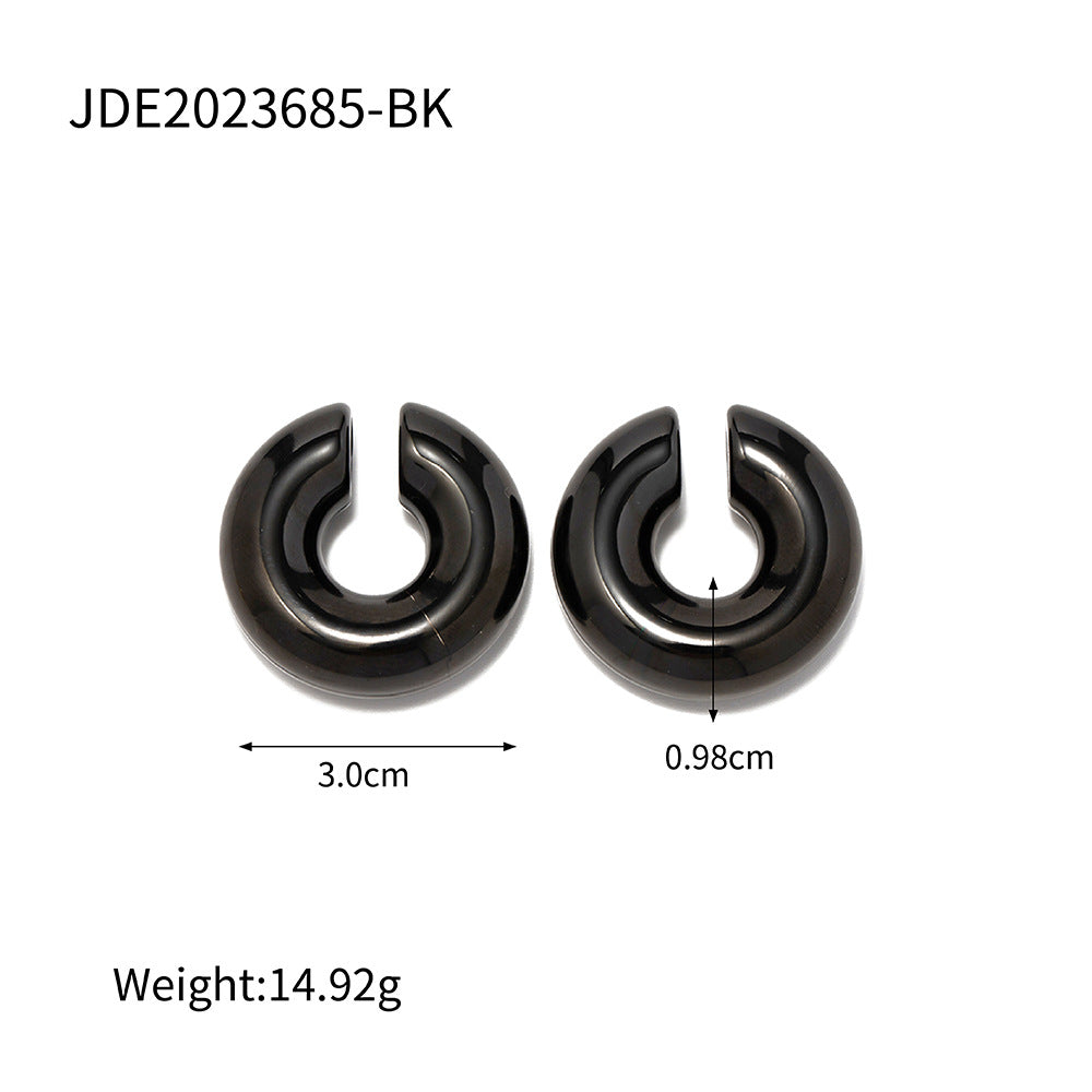 Orecchini a Cerchio da Donna a Cilindro Cavo in Acciaio Inossidabile Placcato Oro 18K, Design Geometrico di Tendenza