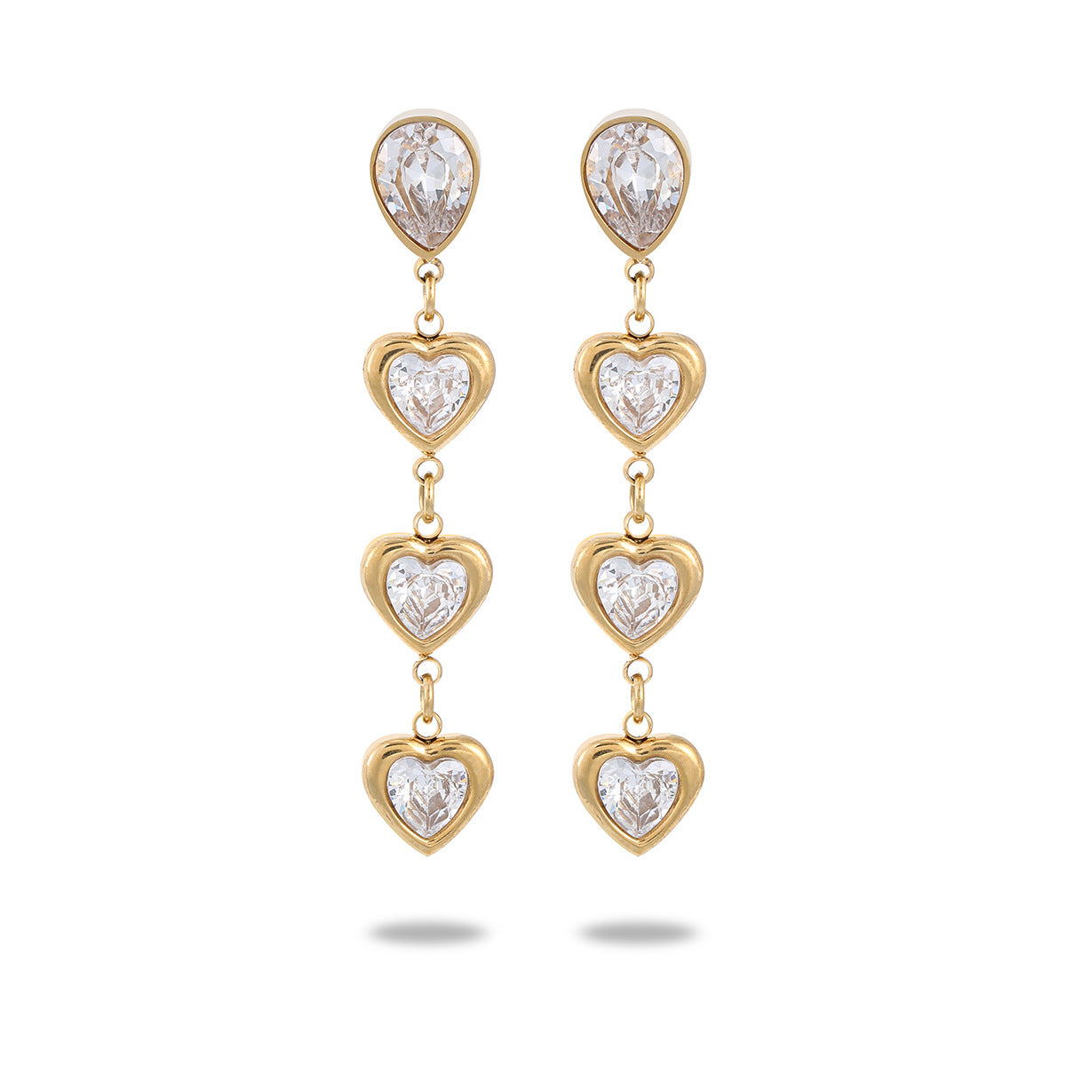 Orecchini da donna alla moda in acciaio inossidabile geometrico con placcatura in oro 18 carati e intarsi di strass colorati