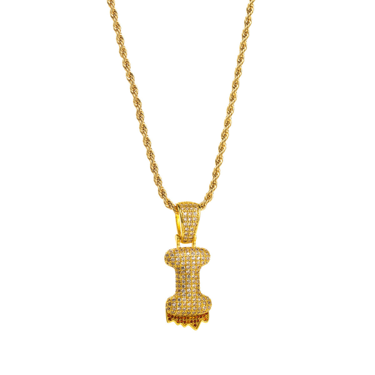 Collana con ciondolo a lettera "Sweet-Edgy" da donna in ottone con intarsio in zirconi cubici su catena a clavicola
