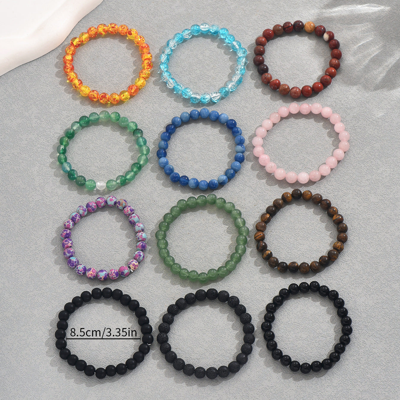 Juego de pulseras de cuentas geométricas minimalistas para mujer hechas a mano con piedra natural, joyería ajustable para la muñeca