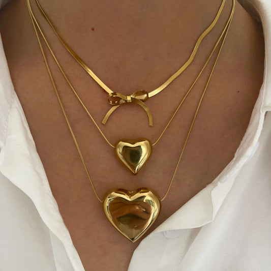 Minimalist Bow-Shaped Titanium Steel Plated Gold Snake Chain Choker Necklace for Women