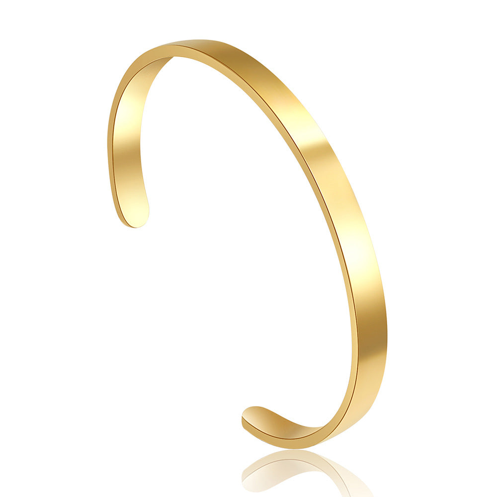 Minimalist 18K Gold Plated Geometric Round Titanium Steel Bracelet for Unisex