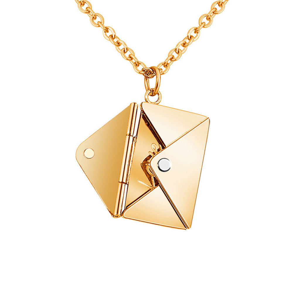 Minimalist Letter-Shaped Stainless Steel Necklace with Titanium Steel Pendant and Polished Finish for Women