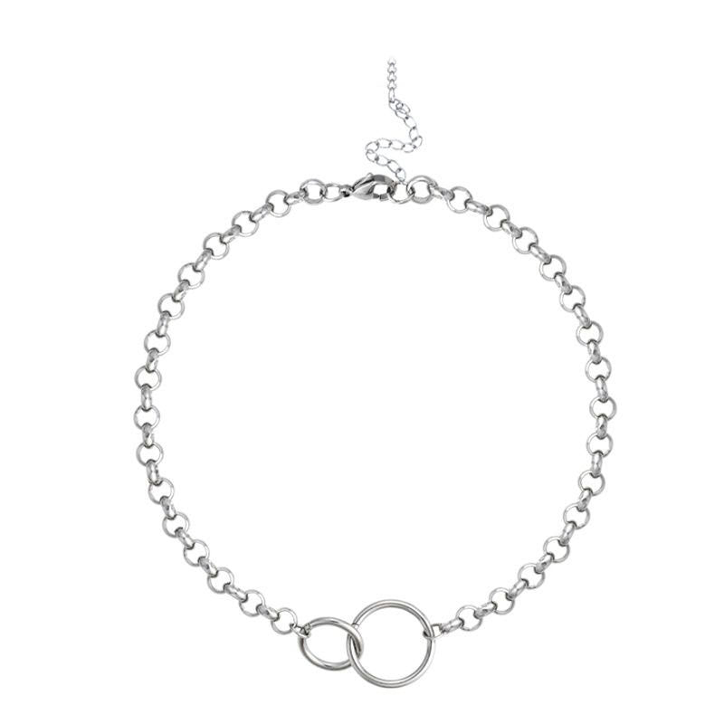 Collana Punk Minimalista Dolce Cuore Geometrico in Acciaio Inossidabile con Catena Irregolare