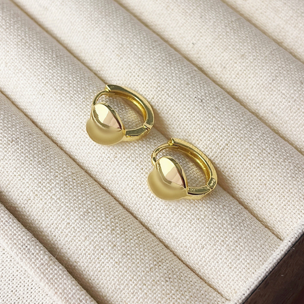 Minimalist Heart-Shaped Gold-Plated Copper Stud Earrings with Clean Matte Finish for Women