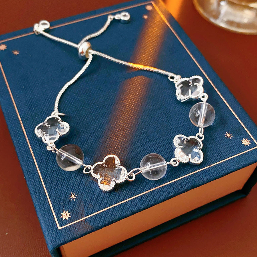 Luxury Elegant Geometric Floral Brass Bracelet with Cubic Zirconia Inlay for Women