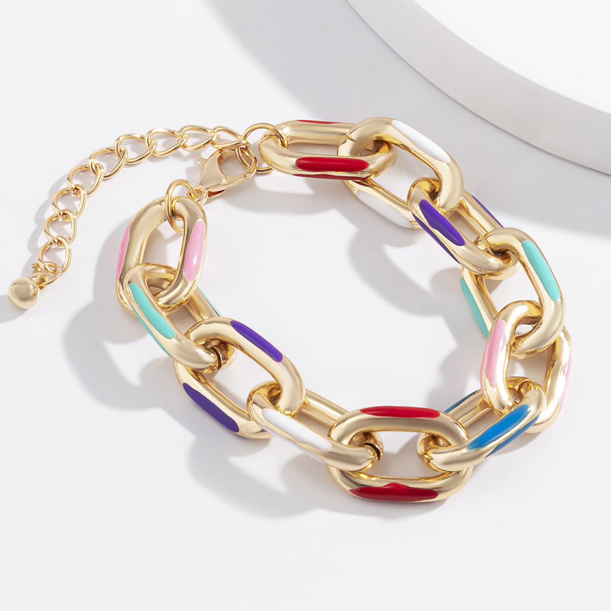 Streetwear Geometric Aluminum Alloy Drip Oil Plated Bracelet