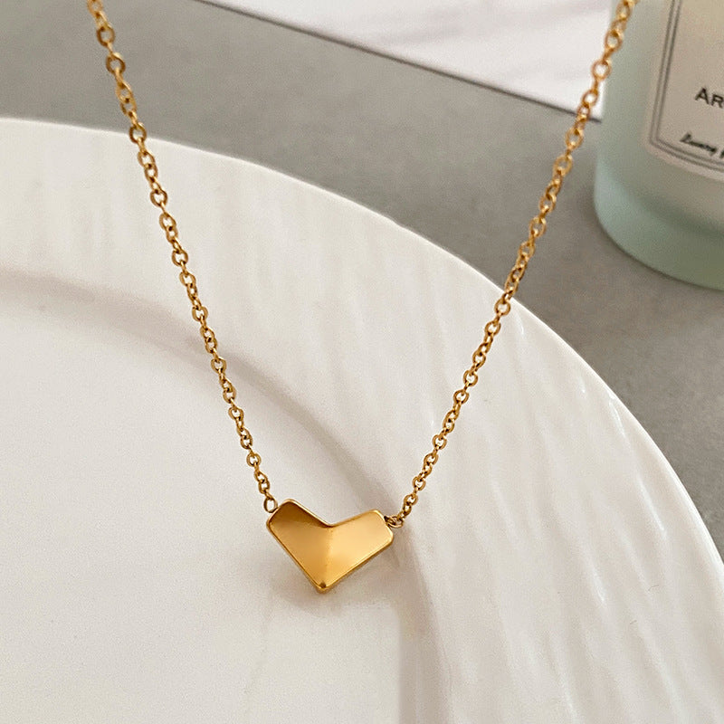 Minimalist 3D Heart Paper Airplane Titanium Steel Necklace for Women and Men