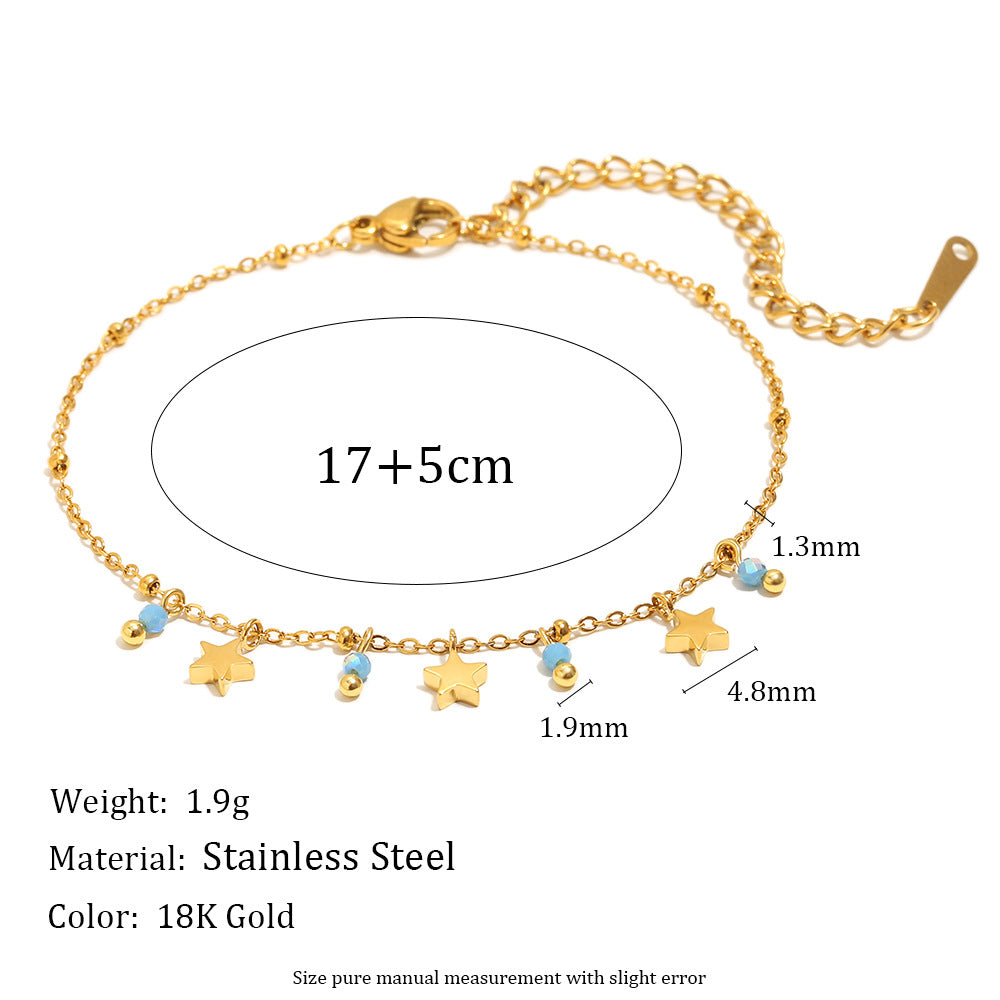 Fashionable OL Style Geometric Stainless Steel Plated 18K Gold Tassel Bracelet for Women