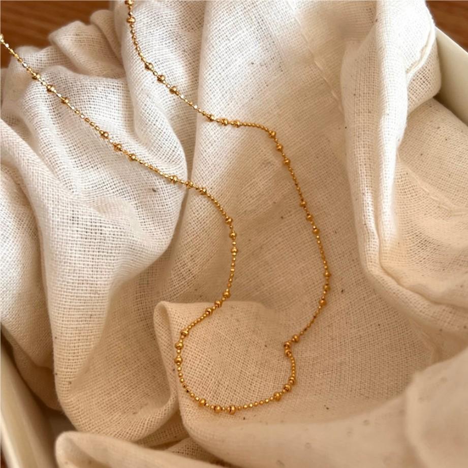 Minimalist Round Bead Pendant Necklace in 925 Sterling Silver with Geometric and Doll Motif Accents