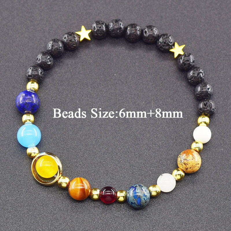 Classic Sweet Natural Gemstone Round Geometric Stretch Bracelet Unisex Jewelry Gift