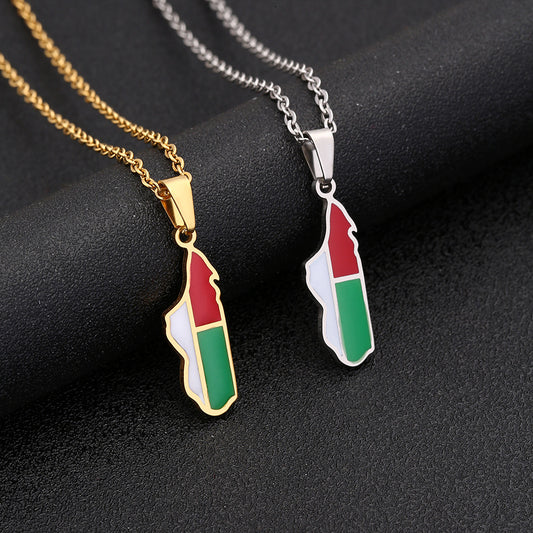 Collar de suéter ligero de acero inoxidable con colgante geométrico minimalista y acabado chapado para mujer con inspiración étnica