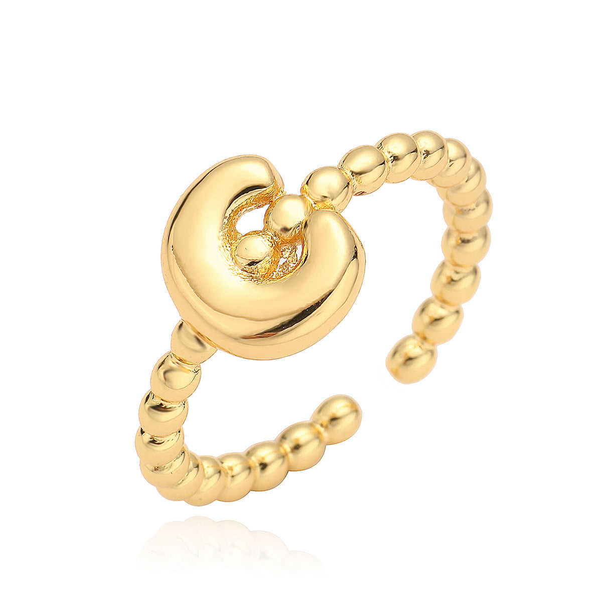 Minimalist 18K Gold Plated Brass Letter Ring for Women