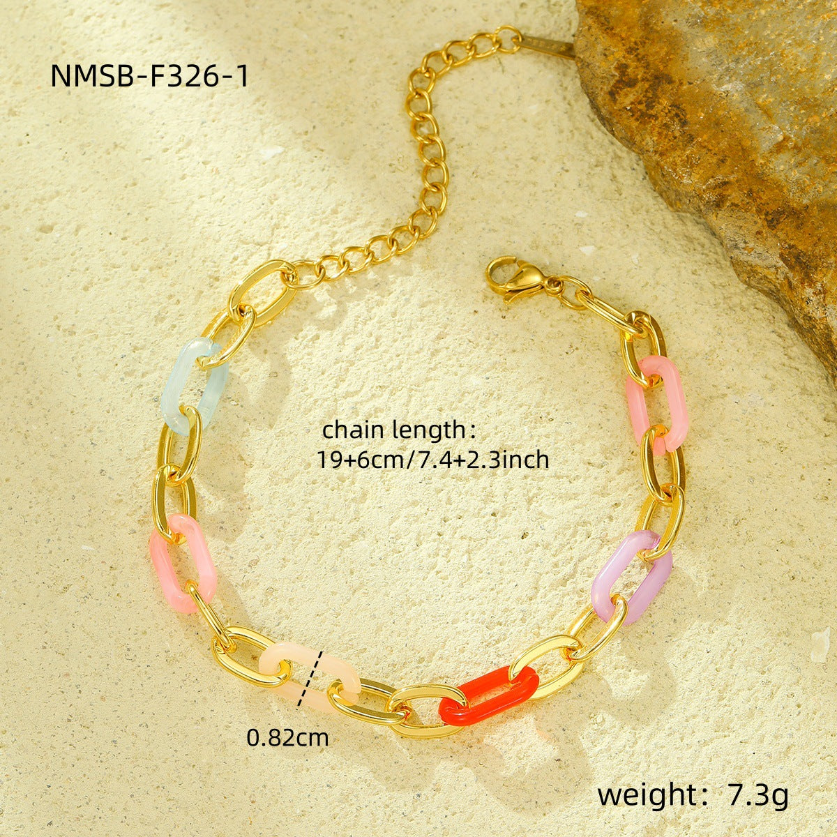 Pulsera minimalista de eslabones gruesos de acero inoxidable para mujer con acabado chapado